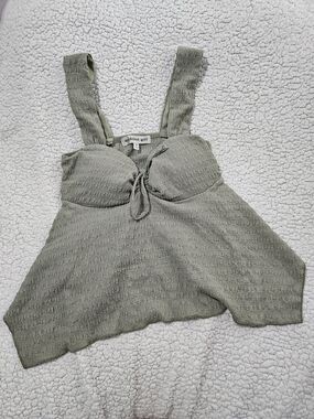 Madden Girl Olive Green Textured Tie-Front Camisole